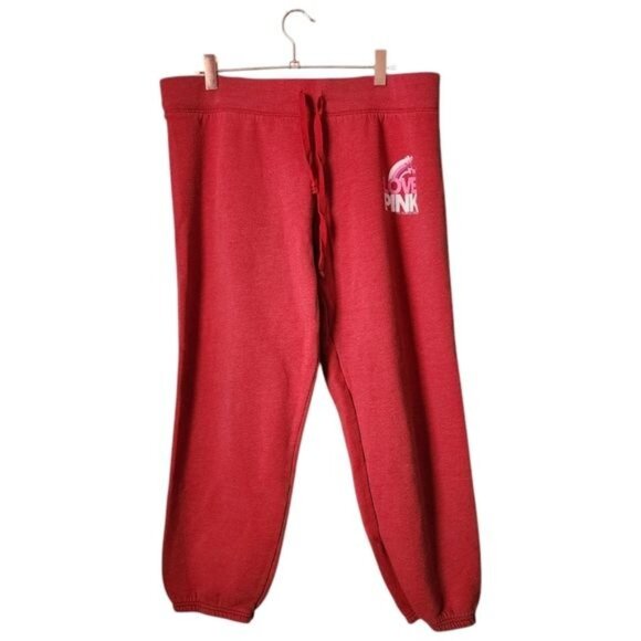 VS VINTAGE Y2K Pink Booty Logo Sweatpants in Red size M - Picture 2 of 9